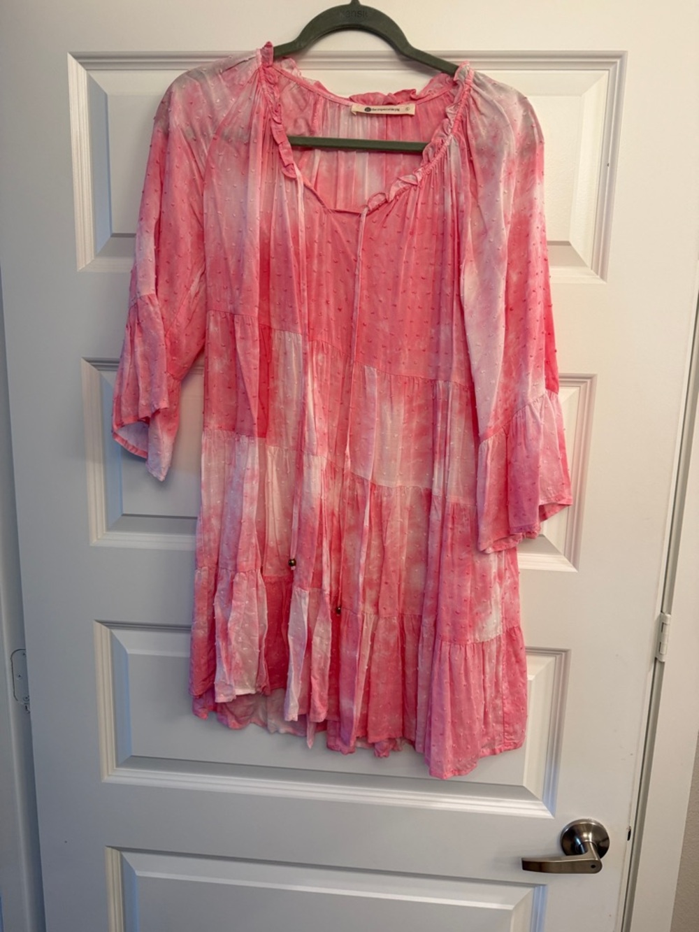 The Impeccable Pig Pink & White Tiered Ruffle Tunic